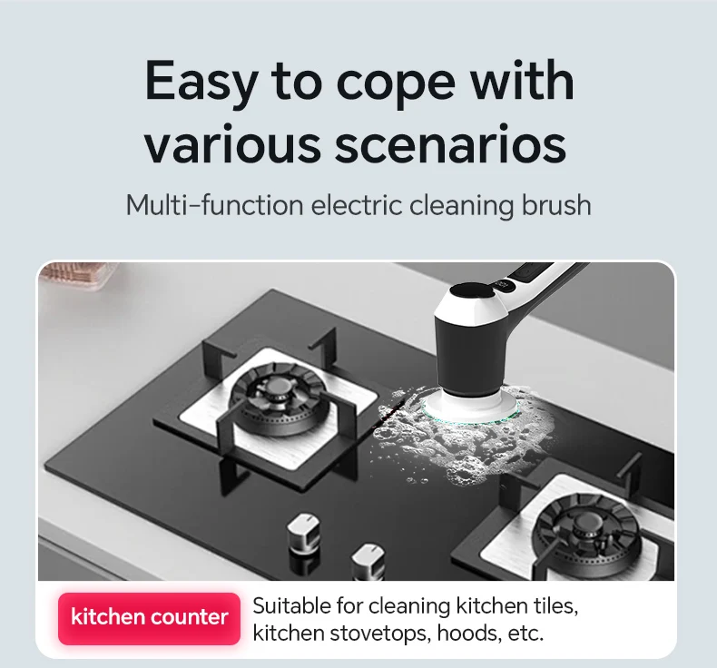 新しくアップグレードされた電動クリーニングブラシ長時間稼働強力なパワー伸縮ロッドは自由に調整可能