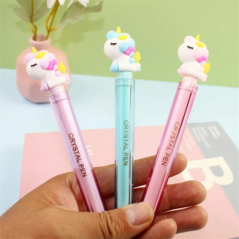 48pcs/lot Kawaii Unicorn Gel Pen Cute 0.5mm Black Ink Signature Pens Promotional Gift Office School Supplies