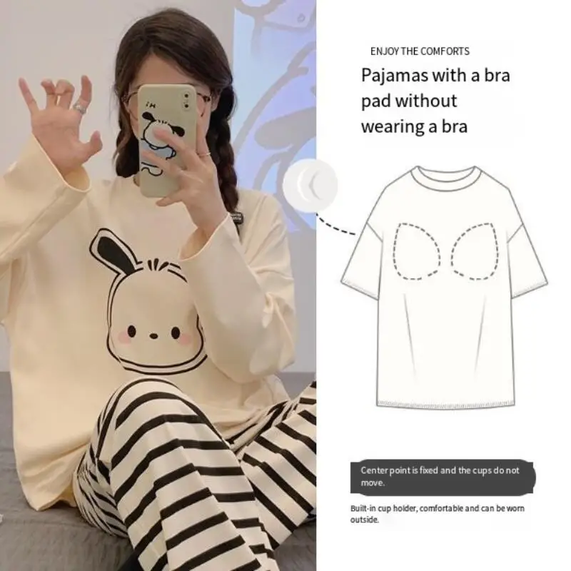 Pijama de dibujos animados de Anime para mujer, ropa de dormir japonesa Kawaii, ropa de dormir de algodón para estudiantes, ropa para el hogar, conjuntos de pantalones de manga larga a la moda