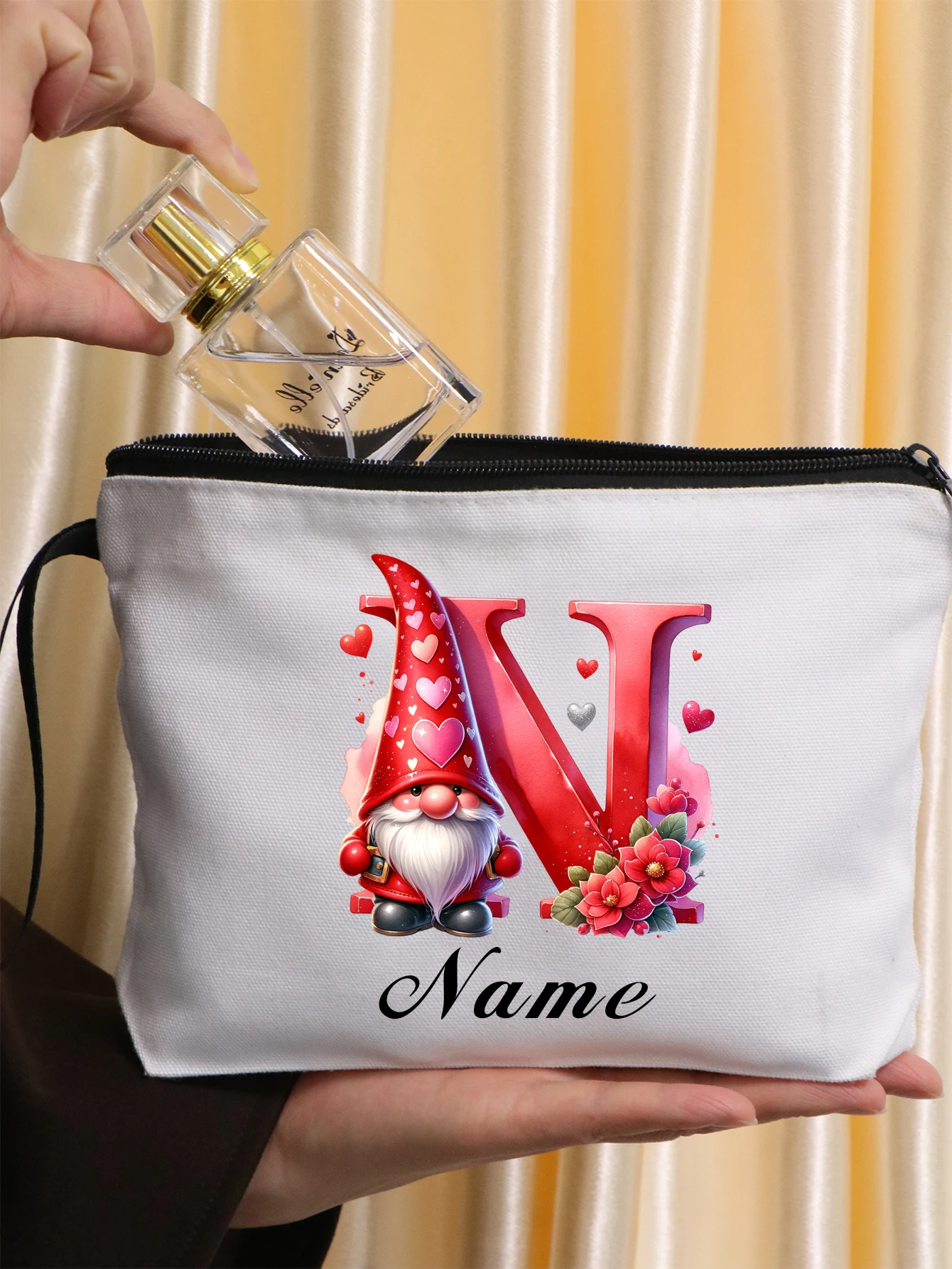 Custom Makeup Bag, Personalized Gifts, Customized Name Canvas Cosmetic Bag, Customizable Letters Pencil Pouch,