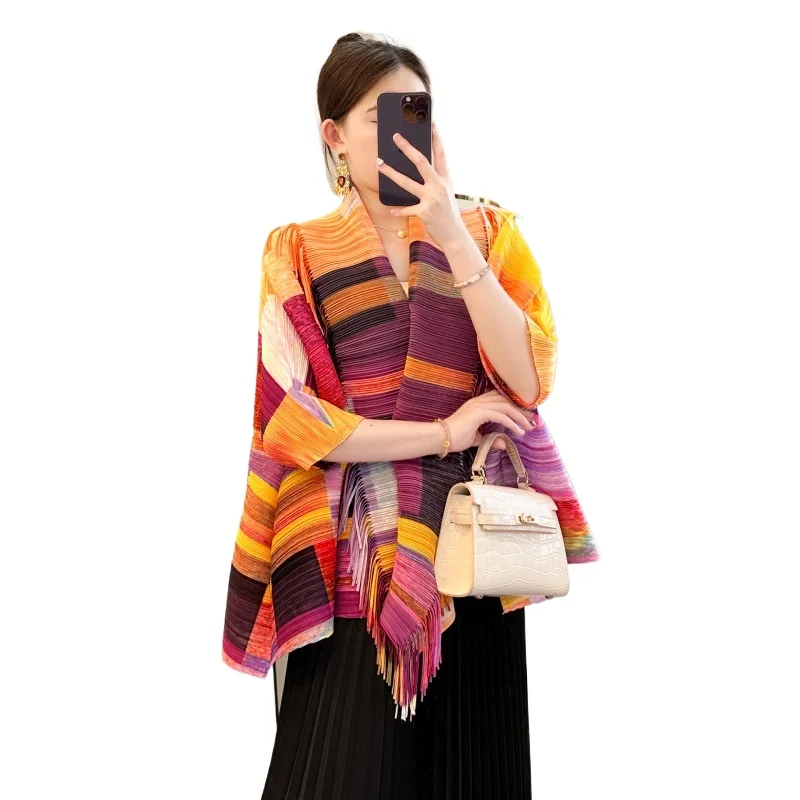 Miyake Style Pleated Summer Short Jacket for Women 2025 New Large Size Versatile Fashion Cardigan Top Personalized Outfit