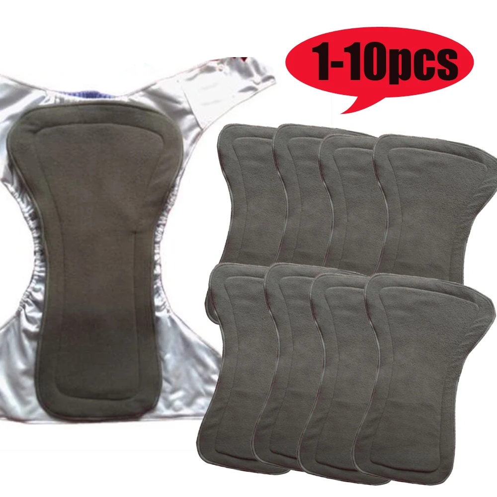 

1-10pcs Adult Diaper 4 Layers Bamboo Charcoal Cloth Nappy Liner Super Absorbent Incontinence Washable Adult Diaper Insert Pad