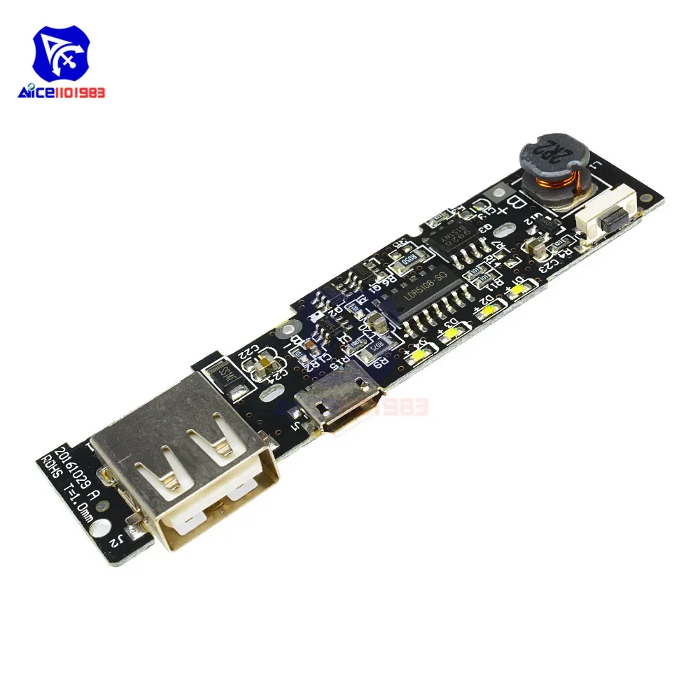 diymore 5V 1A 18650 Li-on Lithium Battery Charging Module Power Bank Charger Board PCB Step Up Boost Power Module