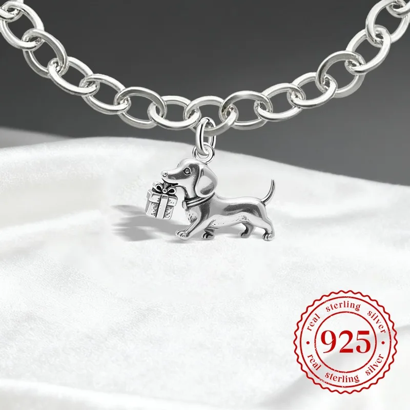 

925 Sterling Silver JamesAvery Vintage Pendants Sausage Dog Charms Beads Fit Original Bracelet Necklace DIY Jewelry For Women
