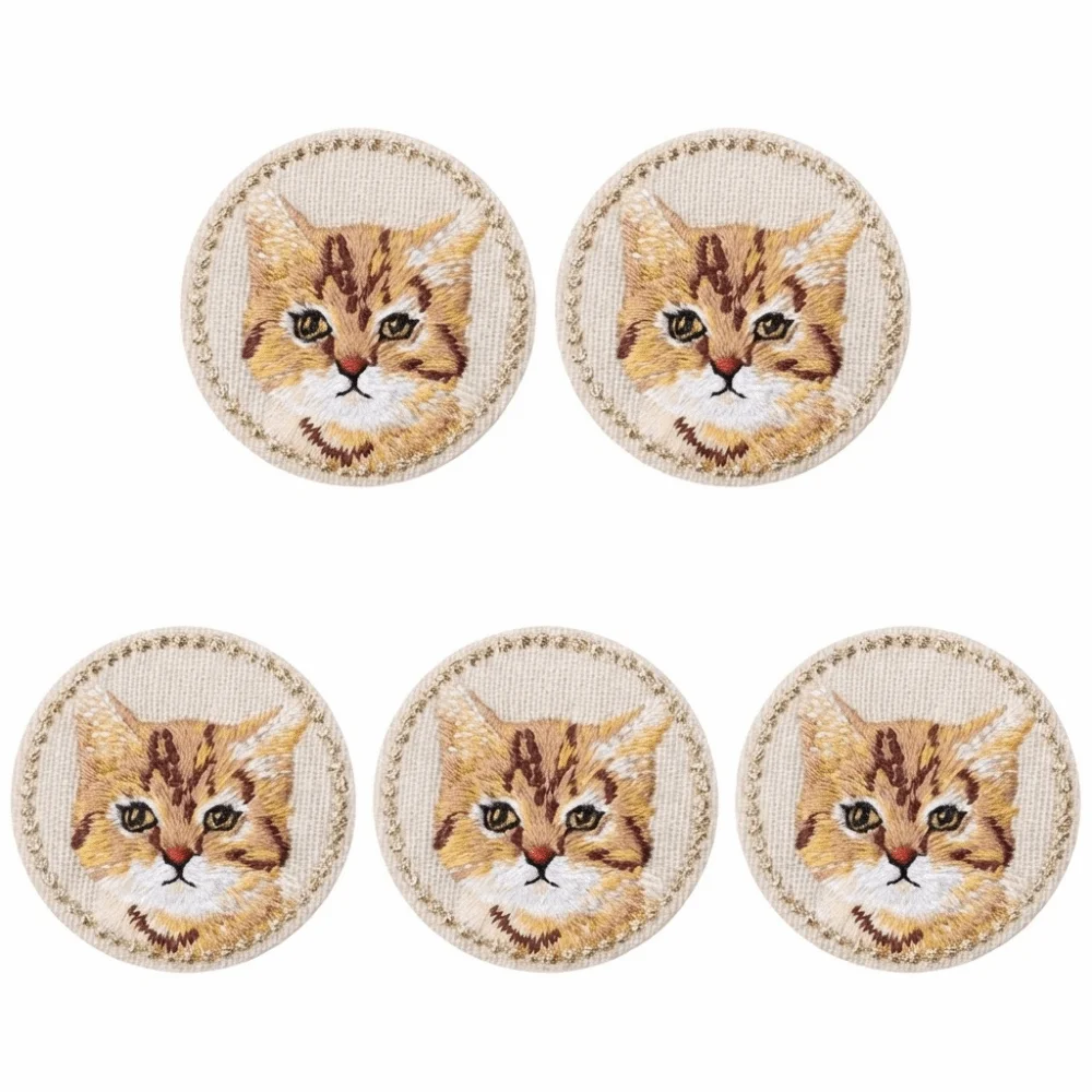 

5pcs Bag Decoration Iron on Cat Embroidered Patch Clothes Stickers DIY Dog Clothing Patch Cartoon Cute Clothes Appliques Sewing