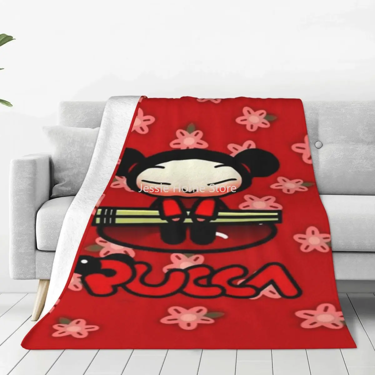 

Pucca Blanket Fleece Summer Korean Doll Cartoon Multi-function Super Soft Throw Blankets for Sofa Office Bedspread