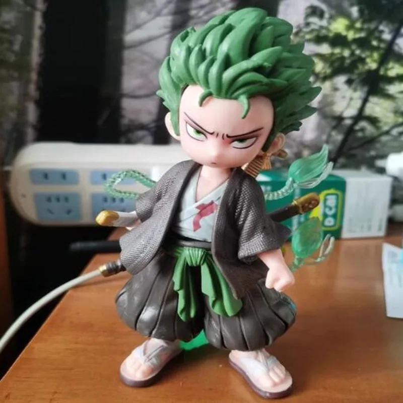 One Piece Action Figure Roronoa Zoro QEdition Handmade Cartoon Cute Anime Model PVC Statue Desktop Ornament Friend birthday Gift