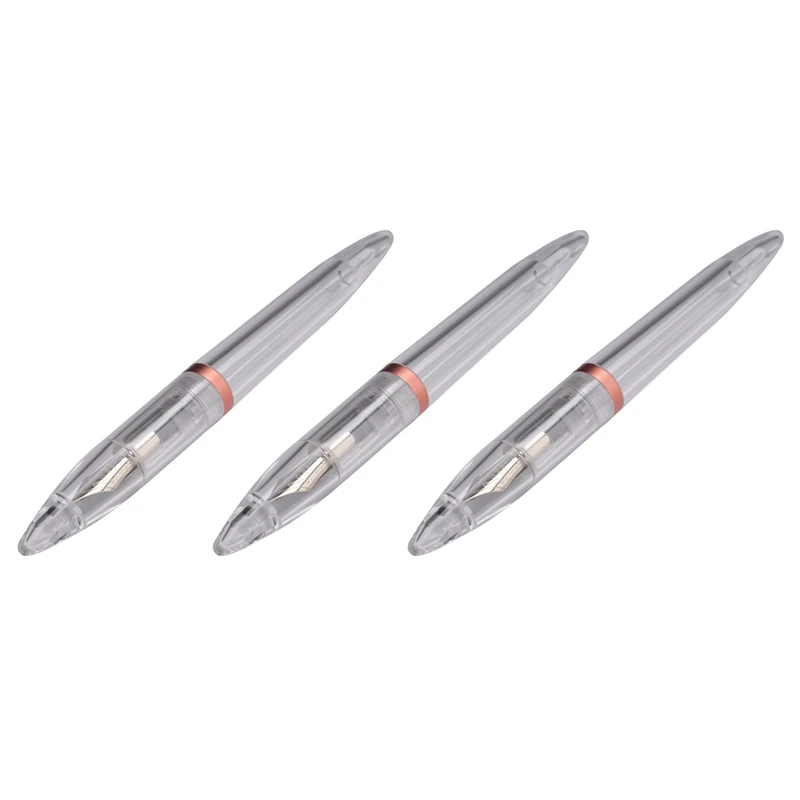 

3Pcs 0.5Mm Nib Fountain Pen With Eyedropper High Capacity Transparent Pens Office School Supplies Rose Gold-AC47