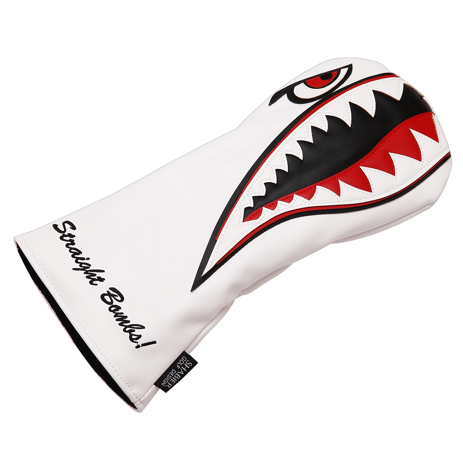 White PU Leather Big Shark Design Golf Driver Head Cover 460cc Golf Club Driver Covers