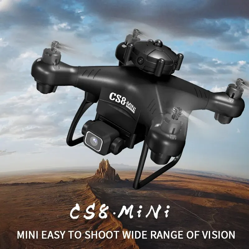 CS8 Evitar Obstáculos Mini Drone, Câmera Dupla, HD, Grande Angular, ESC Ajustável, RC Quadcopter Toy, 4K 6K