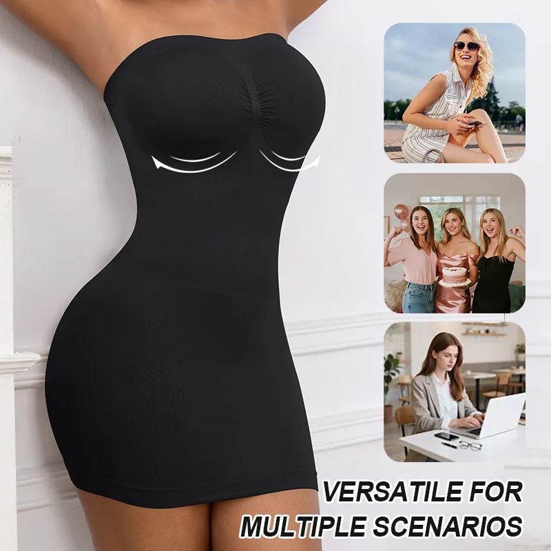 Women's Strapless Seamless Shapewear Dress Tummy Control Butt Lift Bodycon Underwear Dress For Daily Wear And Special Occasions