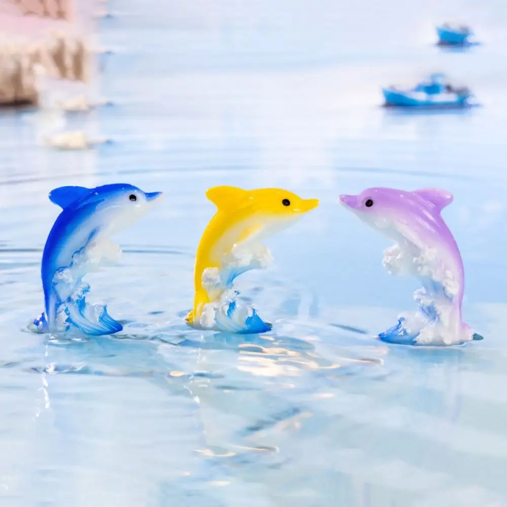 Creative Ocean Series Seven Color Dolphin Simulation Cartoon Mini Dolphins Ornaments Resin Car Desktop Ornaments Landscape