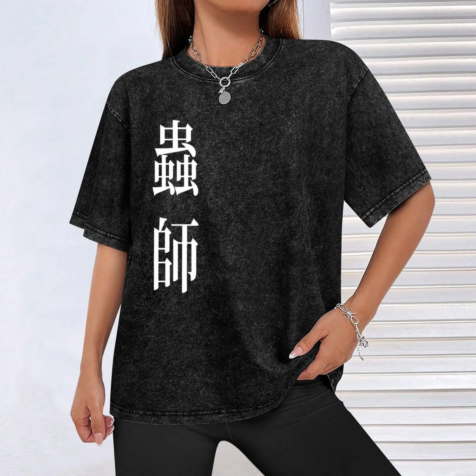MUSHISHI - WHITE ON BLACK T-Shirt Casual Light Summer Short Sleeve Top view 4