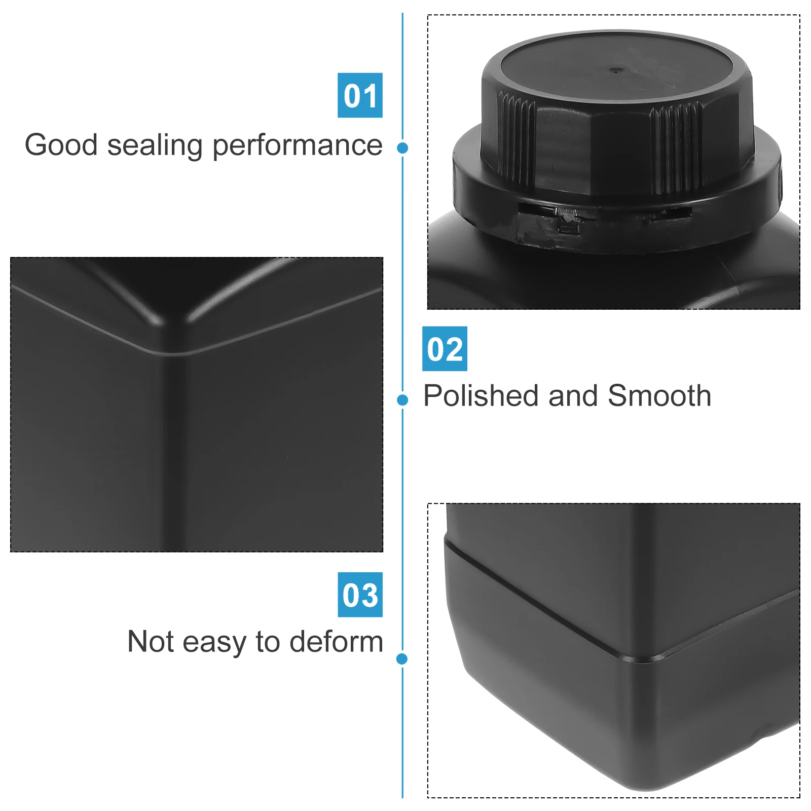 

2pcs 1000ML Black Wide Mouth Reagent Bottles Pet Sample Storage Bottle Chemical Lab Bottle Sealing Fall Resistance