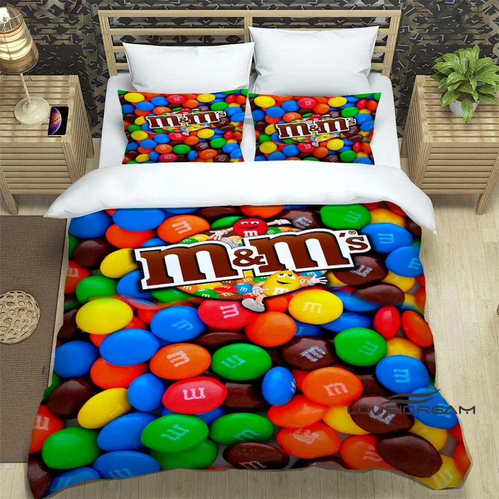 

Interesting M&M Bedding Set Fashion 3D Printing Home Decoration Boy Girl King Size Bedding Set Quilt Cover Pillowcas