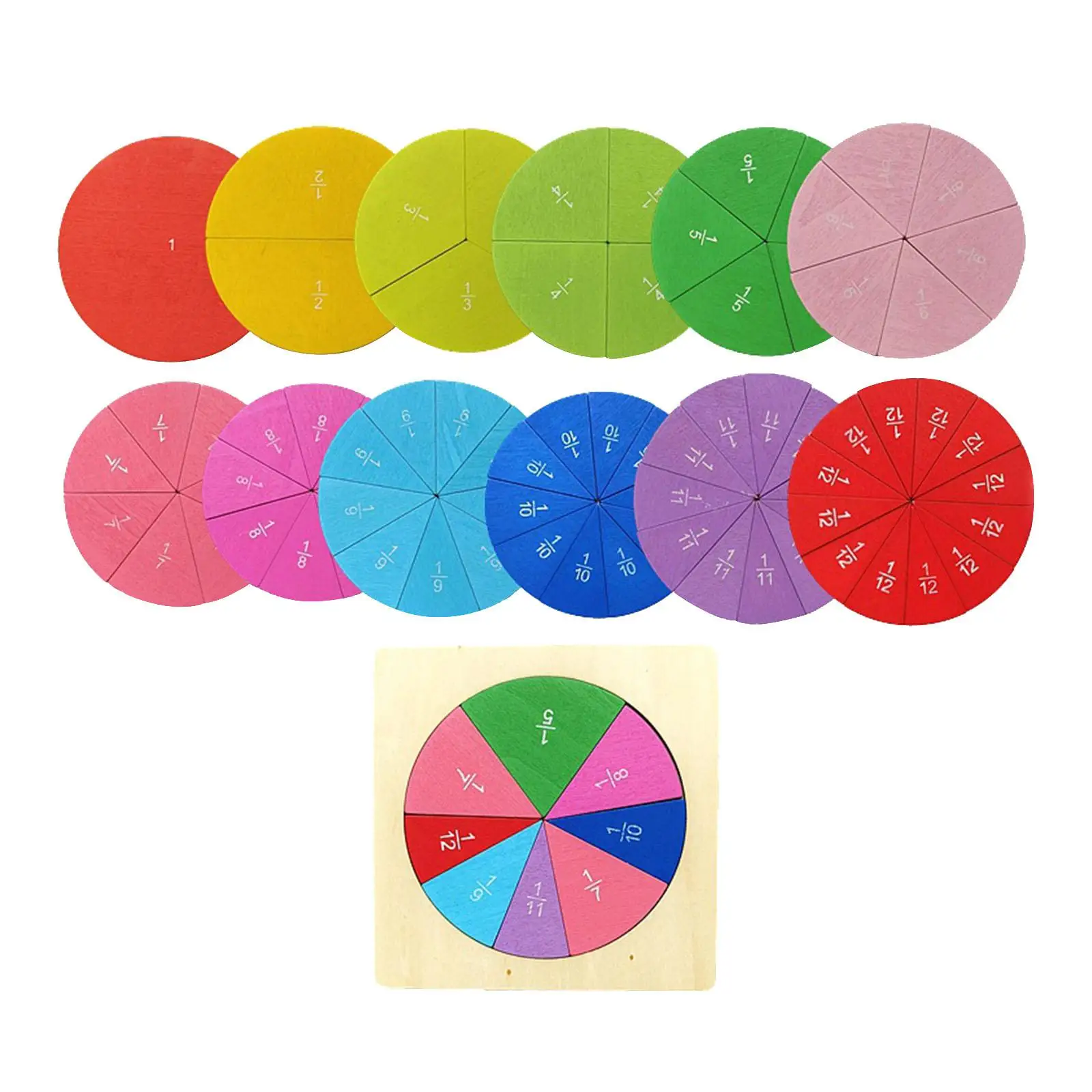 Fraction Circles, Math Learning Toys, Teaching Material, Color Cognition for Age