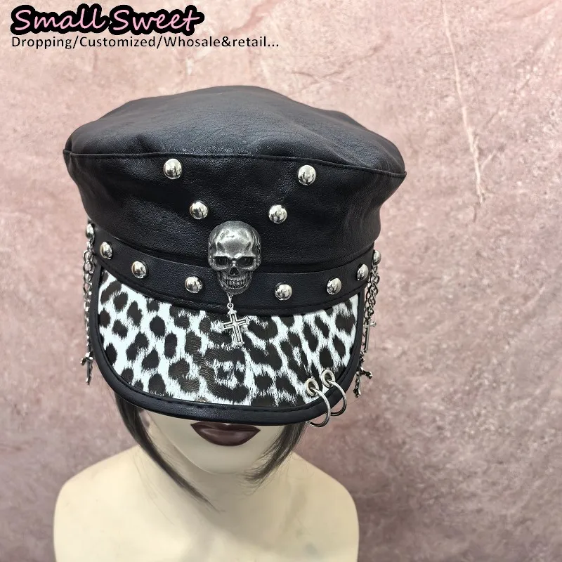 Dark Punk Gothic Rivet Leather Buckle Hip Hop Cap Hat Harajuku Y2K