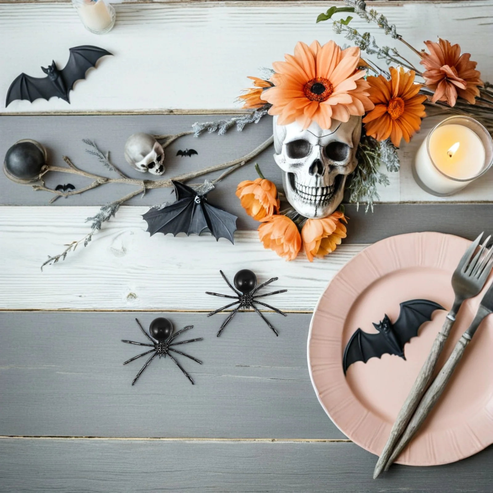 

2Pcs Crystal Spider Ornaments Alloy Halloween Decor Natural Obsidian Ball Lifelike Halloween Spider Statue Crystal Animals