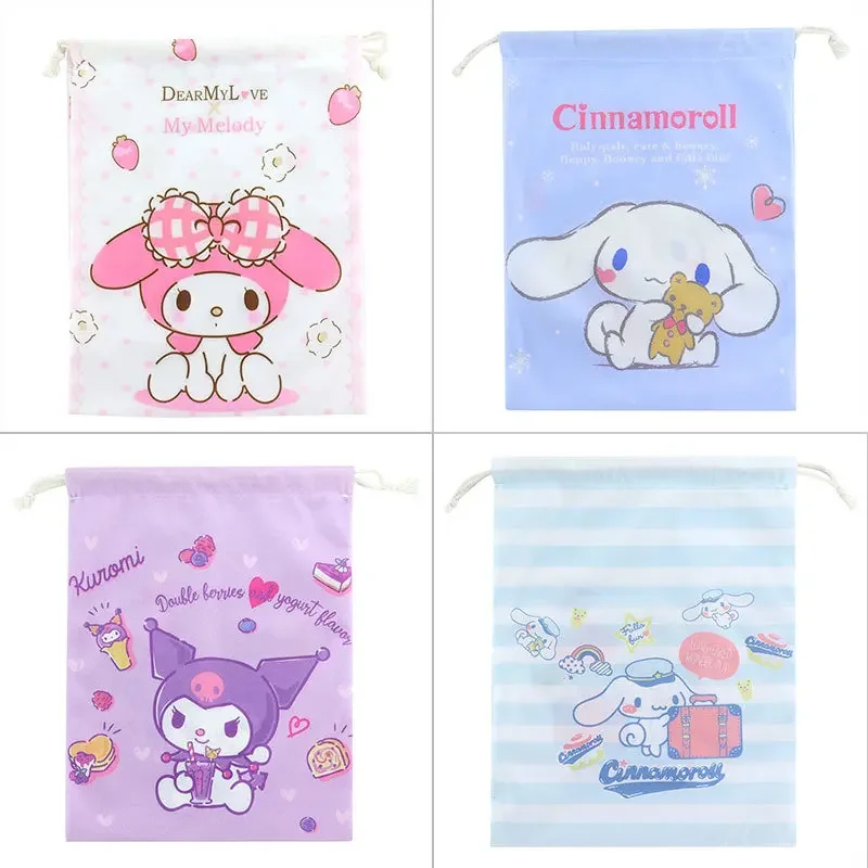 Sanrio Cinnamoroll borsa con coulisse Cute Anime Kuromi Party Gift Storage Bag Portable Women Cosmetics Wash Bag Toiletry Organizer