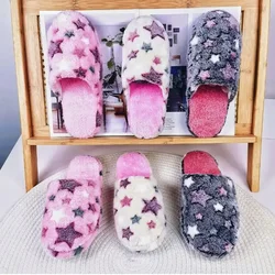 Indoor anti slip fuzzy slippers, cotton slippers for women in autumn and winter, warm home, anti slip thick soles for indoor cou