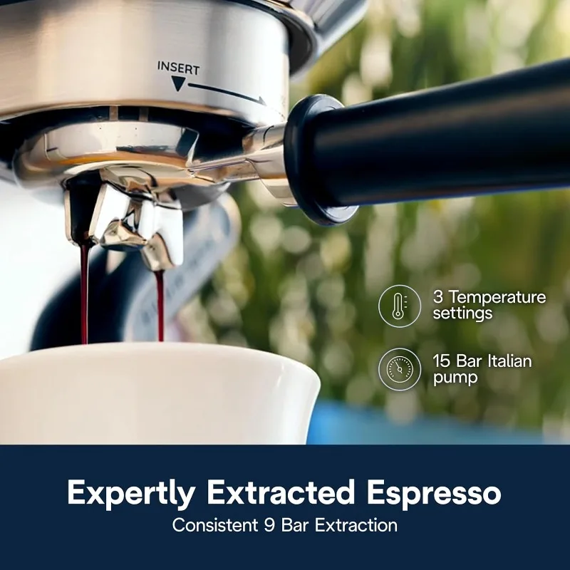 ماكينة اسبريسو ديديكا مايسترو بلس ماكينة اسبريسو مع عصا بخار أوتوماتيكية لللاتيه والكابتشينو والقهوة والفولاذ المقاوم للصدأ،