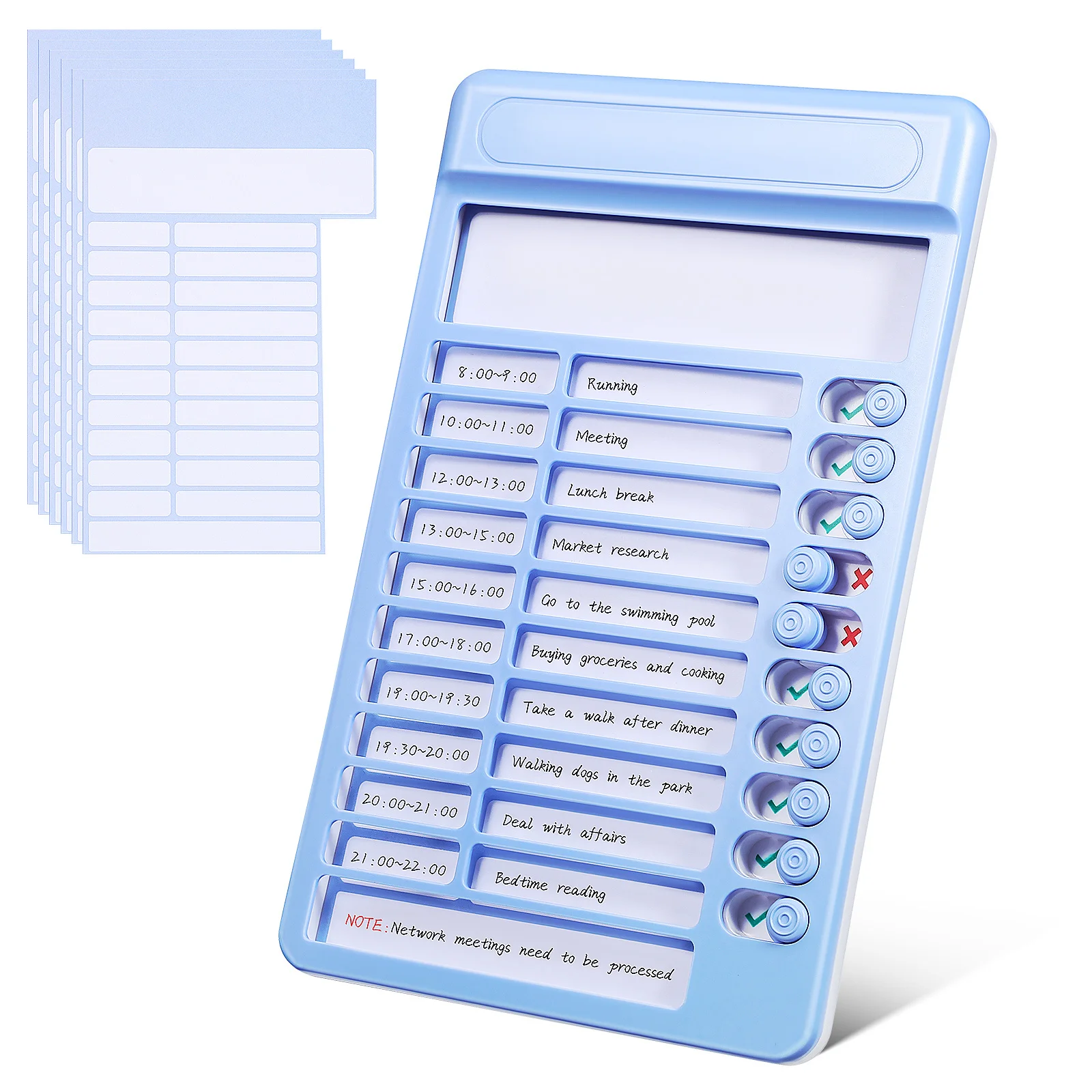 กระดานวางแผนงานแบบเลื่อนได้ สีฟ้า ใช้แทนกระดาษโน้ต สำหรับการวางแผนงานประจำวันอย่างมีประสิทธิภาพ เหมาะสำหรับใช้ในบ้านและสำนักงาน