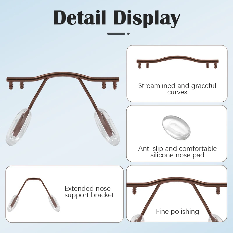 1Pcs Glasses Nose Pad Eyeglasses Frame Metal Rimless Optical Frame Bridge Nose Pad Holder Repair Replacement Eyewear Accessories