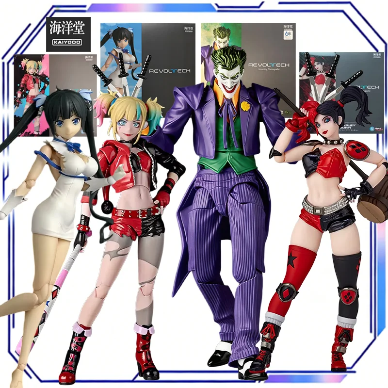 Figura de Acción Articulada Original de Kaiyodo Revoltech DC Comics Justice League Harley Quinn Comics 1.5 Ver Joker, Modelo Coleccionable