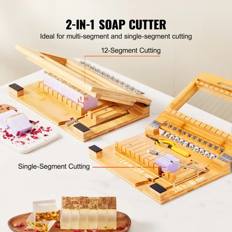 Soap Cutter Cut 1-12 Bars Precisely and Accurately Cut 1 Inch Bars Bamboo Soap Slicer With Steel Wire Multi Handmade Soap/