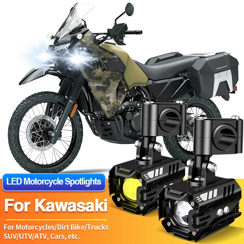

1/2PCS LED Motorcycles Headlight 2-Color Fog Light Spotlight Off Road for Kawasaki KFX50/KFX90/KLR650/KLR650 S/KLX110R/KLX110R L