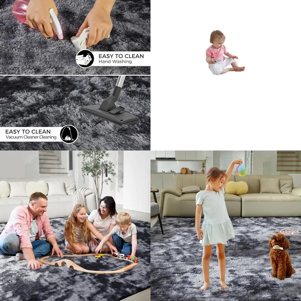 

Upgraded Anti-Skid Shaggy Rug for Living Spaces, 8x10, Tie-Dye Black & Grey, Suitable for Bedrooms, Dorms, and Nursery Decor