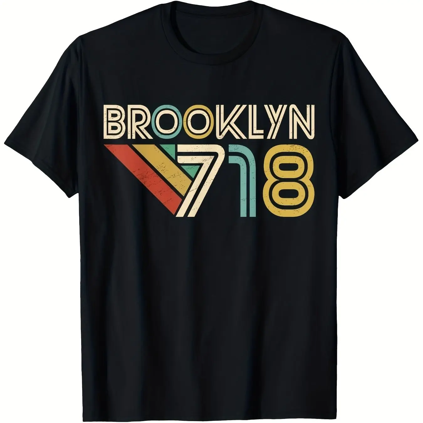 Brooklyn 718 NYC Vintage Area Code T-Shirt—highly recommended black short-sleeve crewneck tee for men and women.