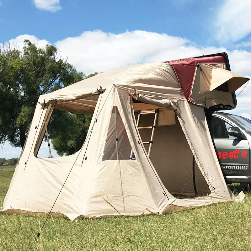 

Soft Cover Roof Top Tent Side Open Roof Shell Foldable Led Light Roof Tent