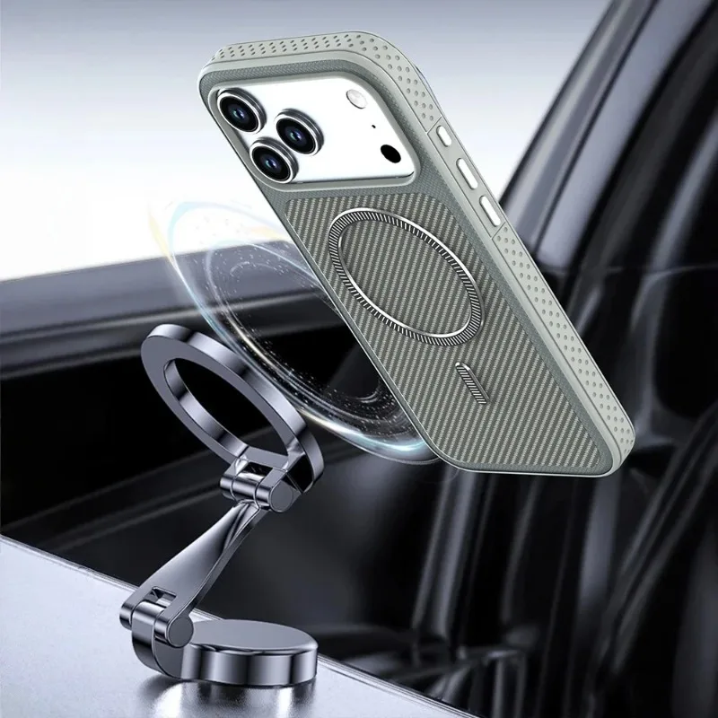 New Carbon Fiber Texture Magnetic Phone Case for IPhone 18 17 16 15 14 13 Pro Max Armor Protection for Magsafe Shockproof Cover view 4