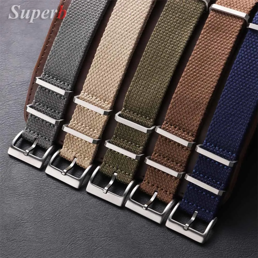 Neues geripptes Nylon-Uhrenarmband, 20 mm, 22 mm, universelles Uhrenarmband, Schleife, militärisch, waschbar, für Herren, Armbänder, Uhrenzubehör