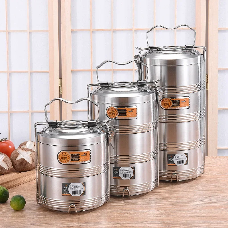 Large 2 3 4 Layer Stainless Steel Thermos Lunch Box Portable Thermal Insulation Food Container Office Picnic Bento Box Leakproof