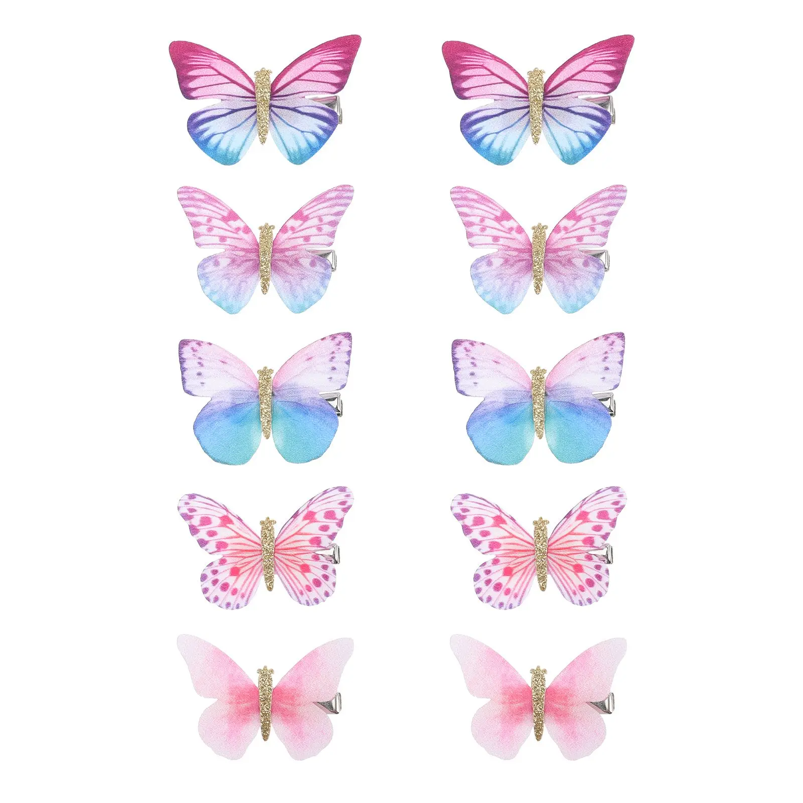 

10 Pcs Butterfly Hair Clip Charm Hairpins Girls Catchers Hairdressing Clips Polyester Kids Decor