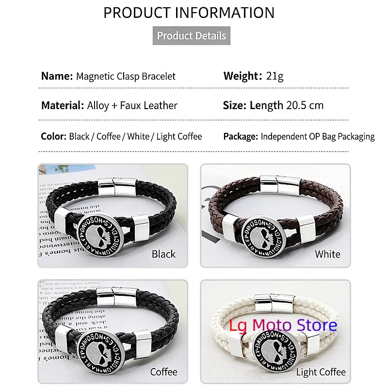 For Harley Davidson Motorcycle Styling Accessories Leather Braided Viking Bracelets for Men Boys Vintage Wirstband Bracelets