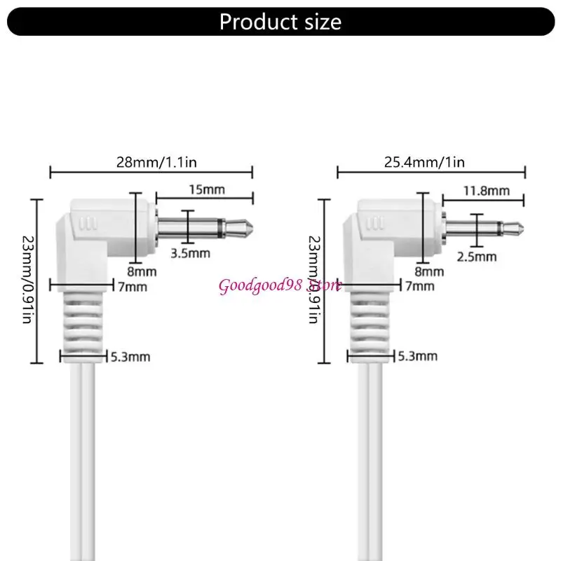 Double 3.5mm Electrode Replacement Wire With 2.5mm 3.5mm Shield Angled Plugs For TENS Units And Electric Muscle Stimulators