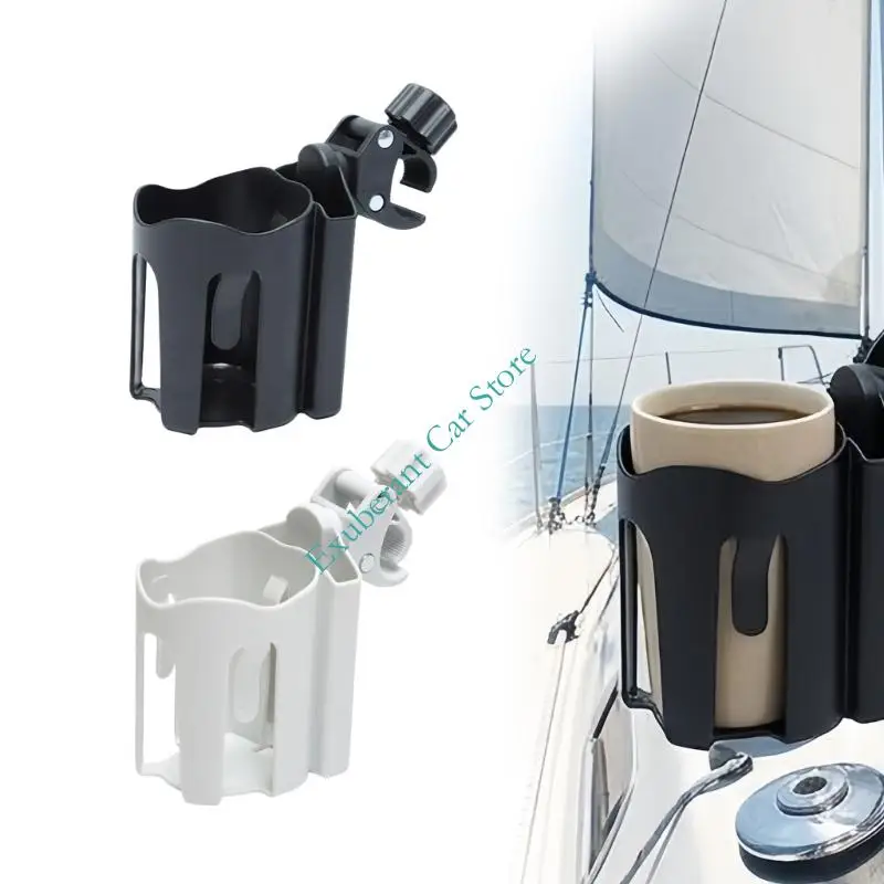 Marine Boats Drink Cup Rack with Phone Slot and Tube Grip Mounting for Daily Use, No-Drill Placement on Round Tubing