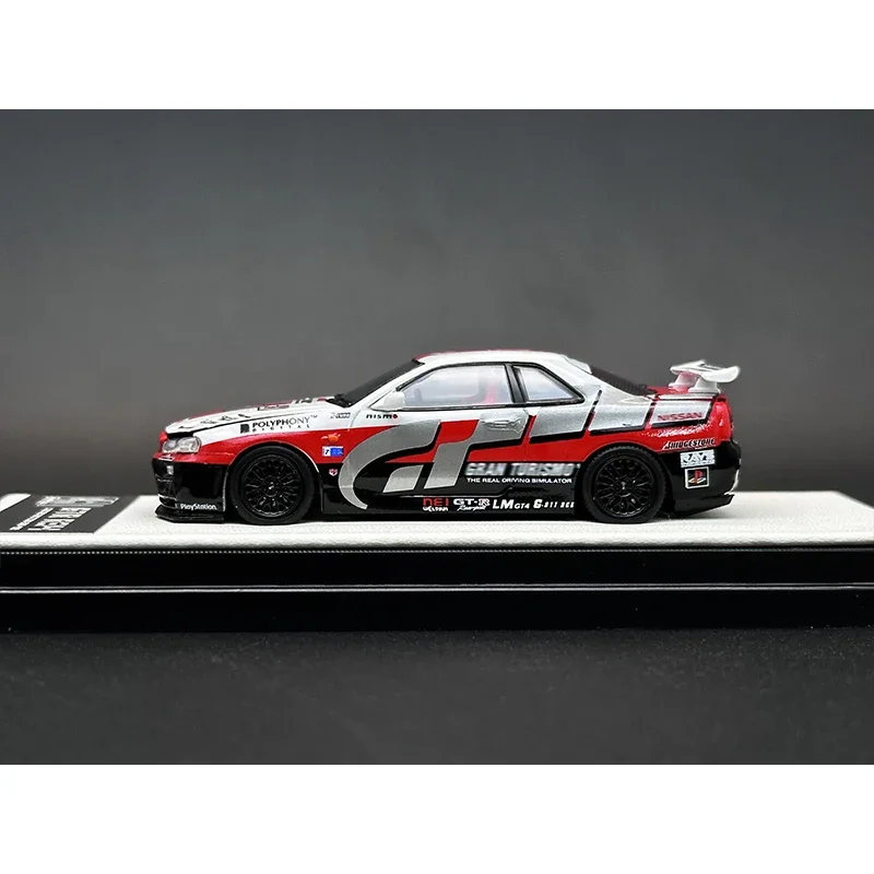 CA 1:64 Skyline GTR R34 Open Hood Container Diecast Diorama Car Model Collection Miniature Toy Cool Art