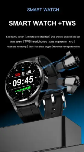 2 IN 1 Smart Watch with Headset Men Women Wristwatch Sports Bracelet Fitness Tracker for Cellphone Android and iOS