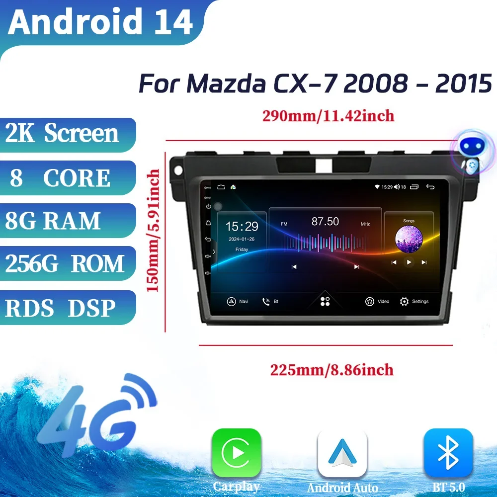 

Multimedia GPS For Mazda CX-7 2008-2015 Android Navigation Car Radio 4G GPS WIFI Bluetooth Wireless Carplay Stereo Touch Screen