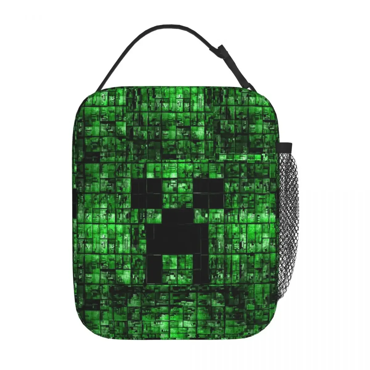 custom made Pixel Art Insulated Lunch Bag Creeper Backgrounds Picnic Lunch Box For Kids Fashion Tote Handbags Waterproof Portabl