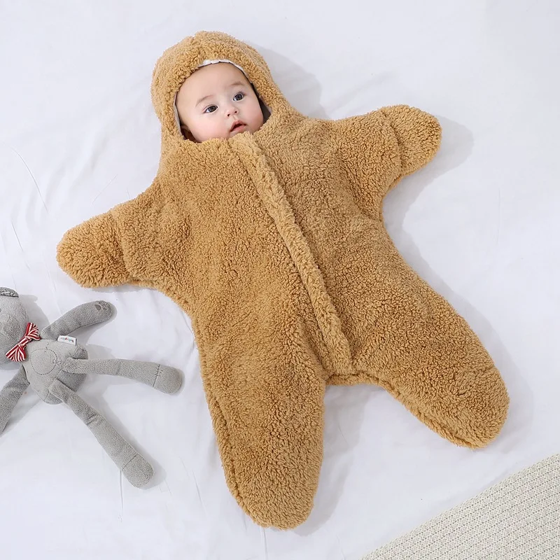 Baby Sleeping Bag Newborn Soft Comfortable Wrap Blankets Thicken Plush Warm Winter Envelope Hooded Anti-shock Sleepsacks حقائب