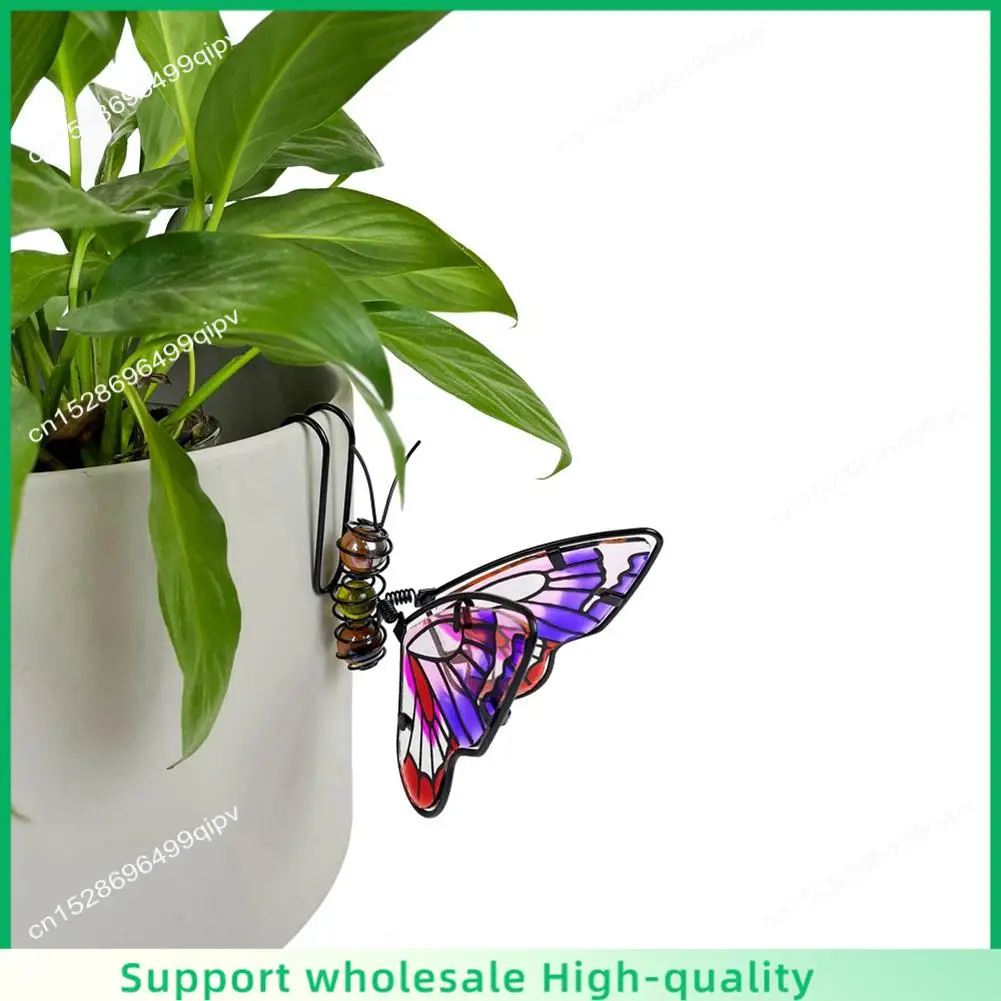 

ABSF Flower Pot Decoration Pendant Butterfly Dragonfly Metal Green Edge Ornaments Potted Painted Plant Decoration
