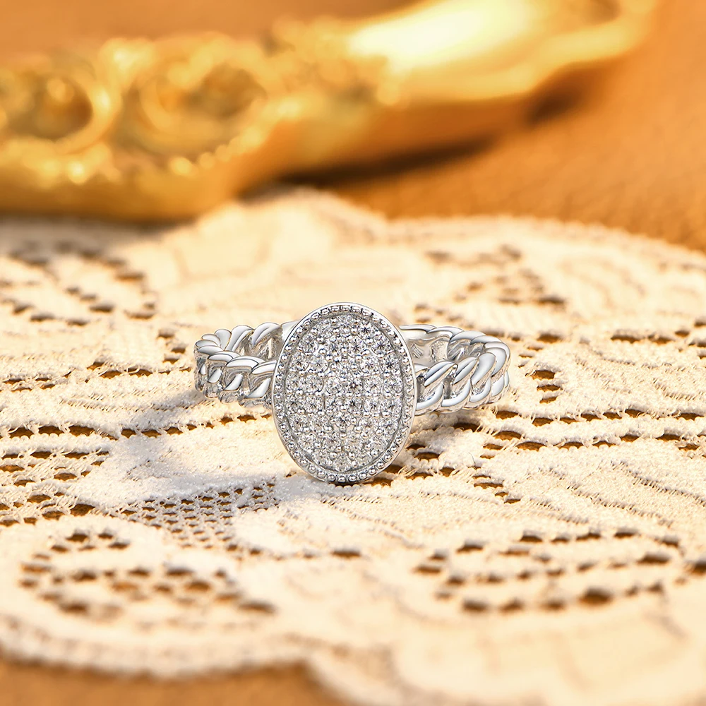 Personalized Moissanite Cuban Link Ring for Couples