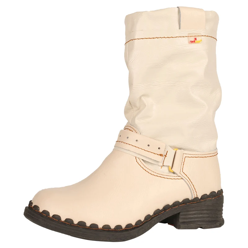 TMA – bottes en cuir et fausse fourrure pour femmes, avec yeux et boucle