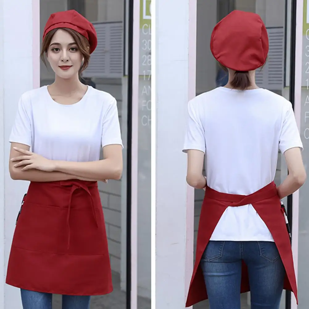 64*40cm Apron Unisex Waterproof Half Apron With 2 Pockets Waitress Chef Waist Apron Restaurant Cafe Oil-proof For Kitchen Wear