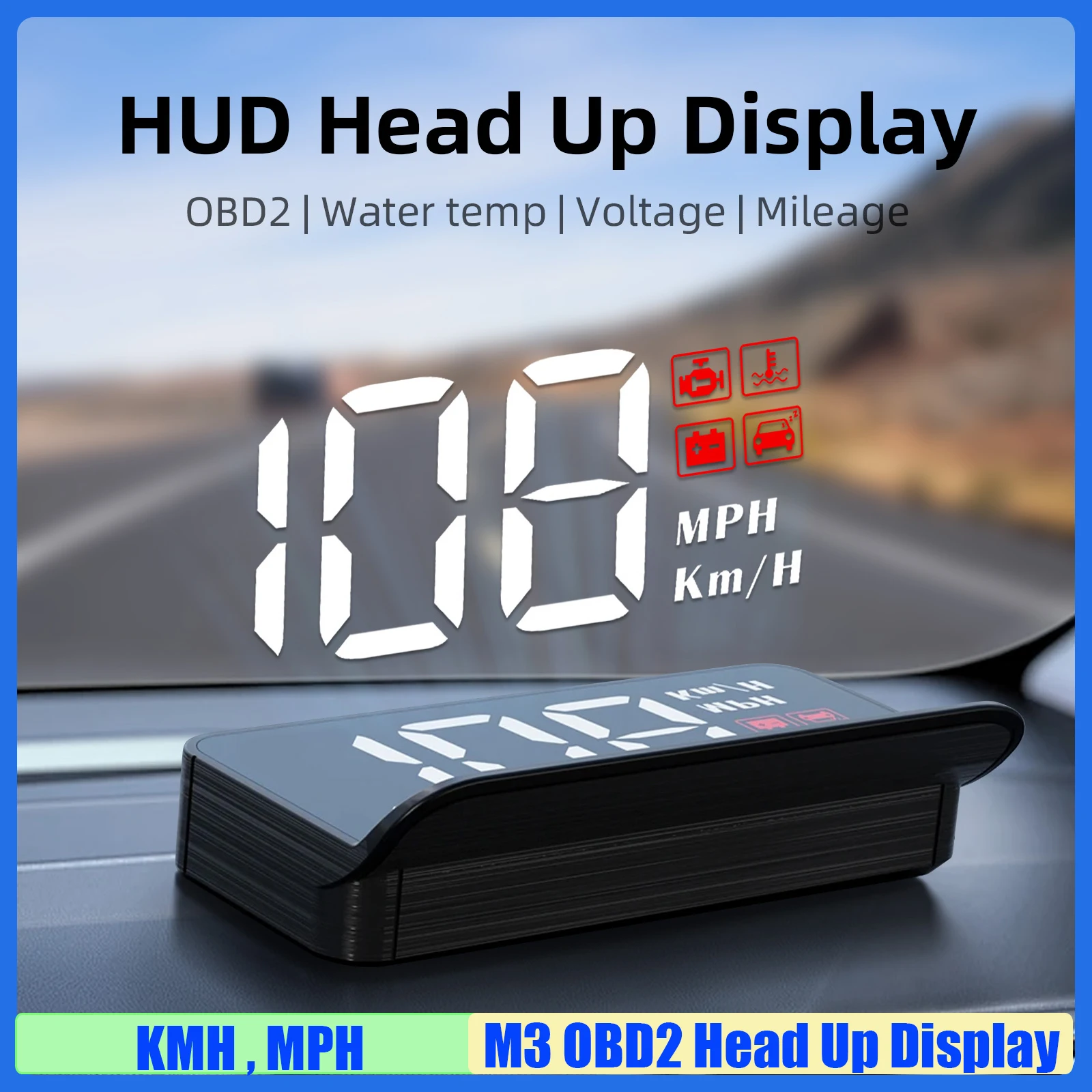 

M3 Auto OBD2 Проекционный дисплей Авто электроника HUD Дисплей проектора Цифровой автомобильный спидометр KMH MPH Температура воды Напряжение на заказ